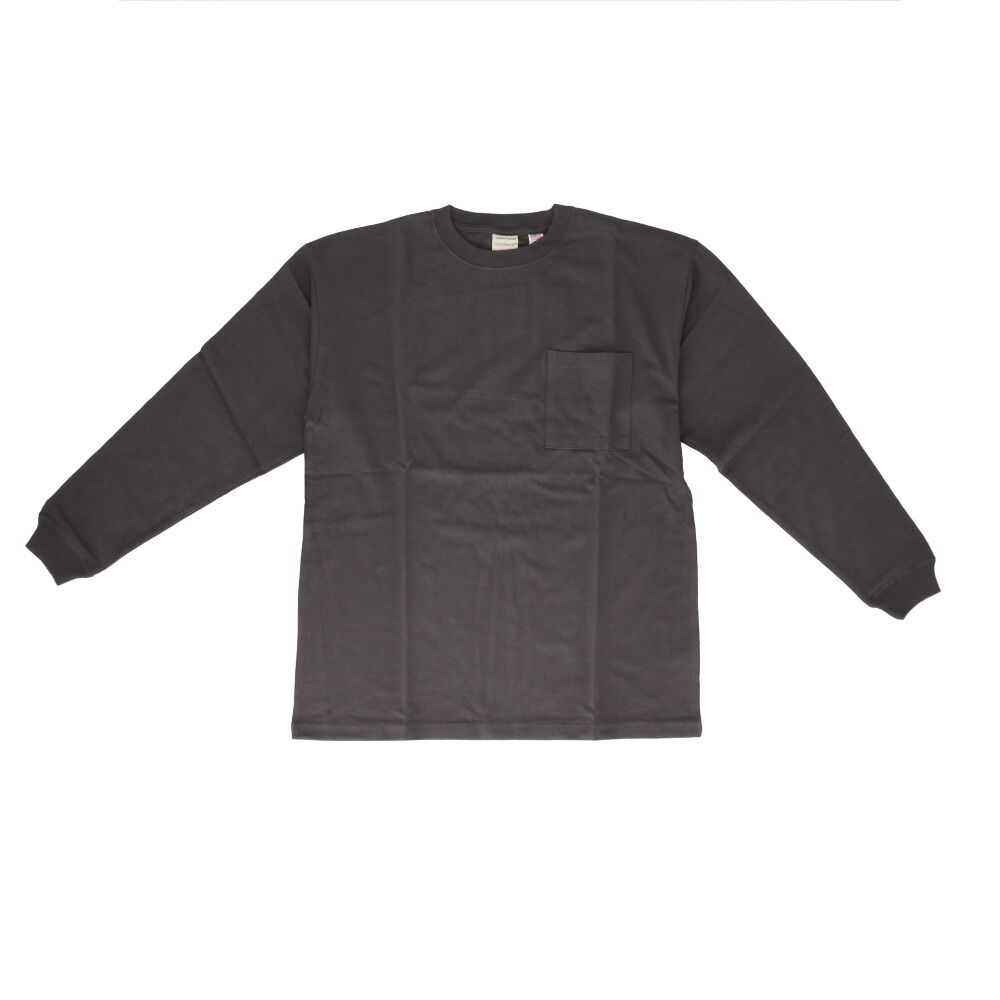 BACKYARD FAMILY「メンズ 長袖tシャツ 通販 BIGTシャツ 男性 ロングスリープ ポケット付 袖リブ 長袖Tシャツ」|Tシャツ・カットソー|グレー1