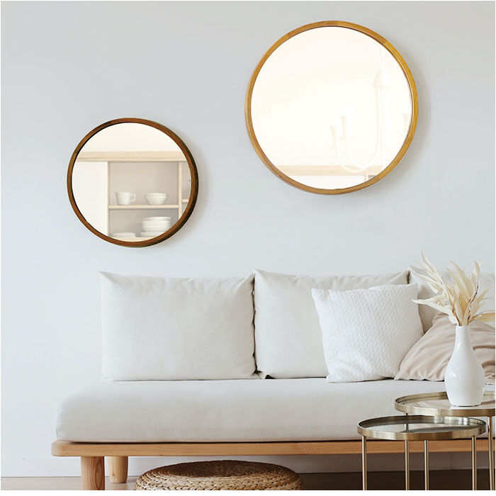 BACKYARD FAMILY「ウッド ウォールミラー LL 壁掛け ミラー 通販 Acoustic アコウスティック 鏡 丸型」|その他|