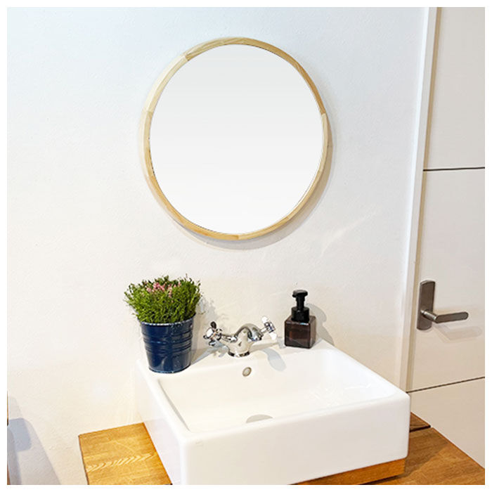 BACKYARD FAMILY「ウッド ウォールミラー LL 壁掛け ミラー 通販 Acoustic アコウスティック 鏡 丸型」|その他|