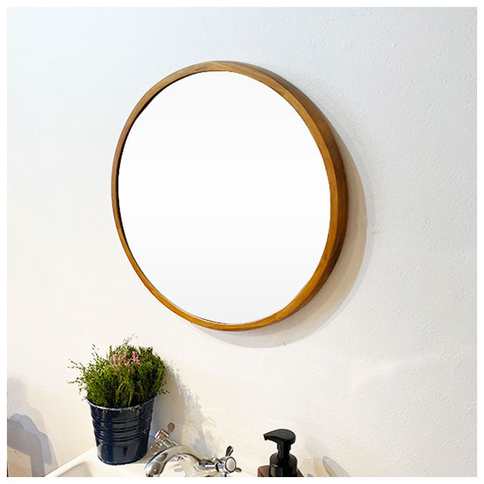 BACKYARD FAMILY「ウッド ウォールミラー LL 壁掛け ミラー 通販 Acoustic アコウスティック 鏡 丸型」|その他|
