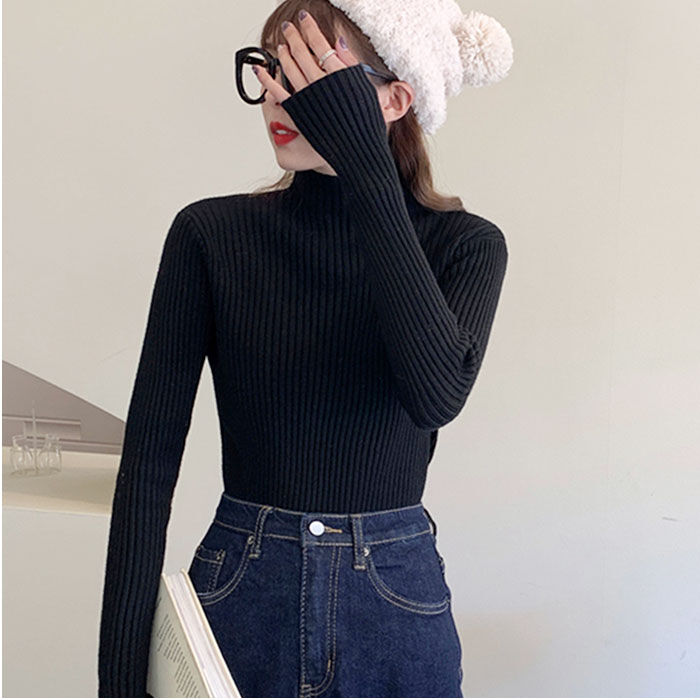 BACKYARD FAMILY「ニット トップス 冬 通販 リブニット ハイネック セーター 長袖 ハイネックニット」|ニット・セーター|