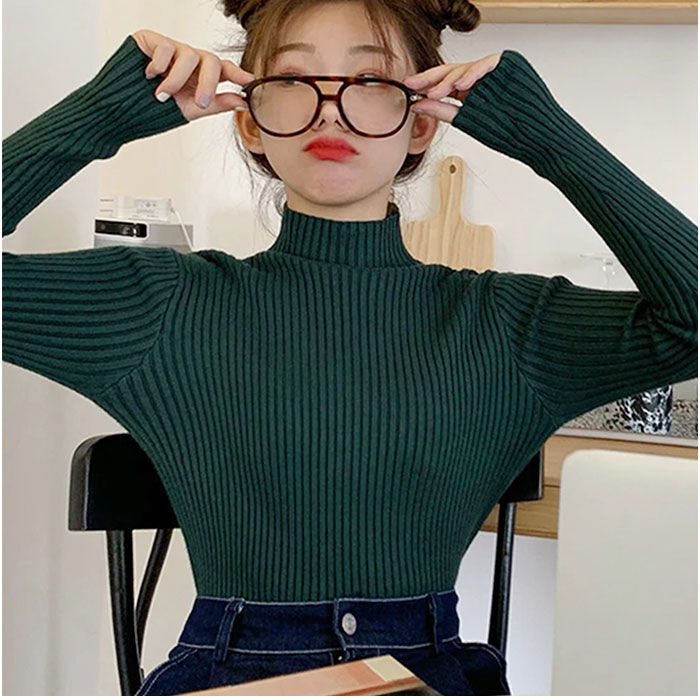 BACKYARD FAMILY「ニット トップス 冬 通販 リブニット ハイネック セーター 長袖 ハイネックニット」|ニット・セーター|