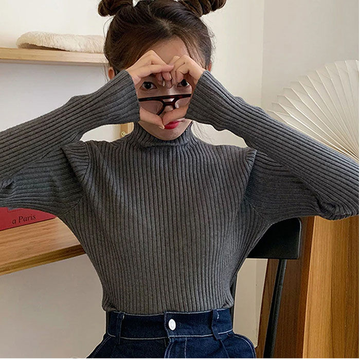 BACKYARD FAMILY「ニット トップス 冬 通販 リブニット ハイネック セーター 長袖 ハイネックニット」|ニット・セーター|