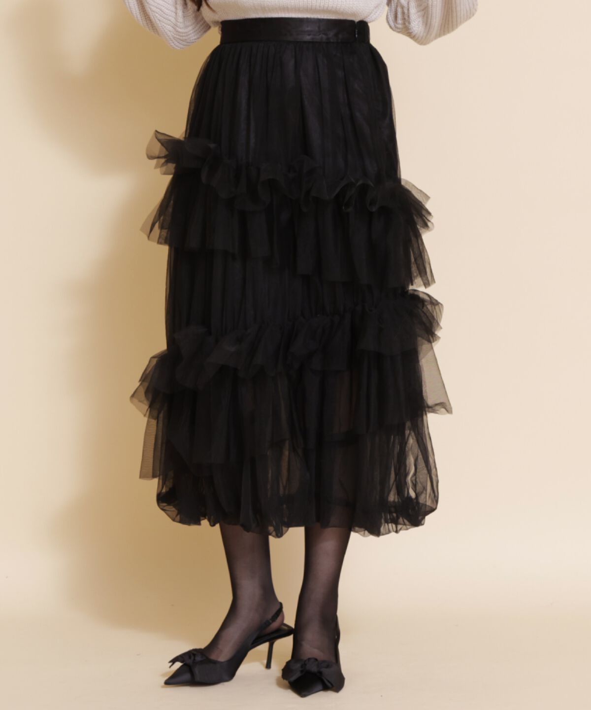 REDYAZEL「チュールフリルティアードスカート」|フレア|