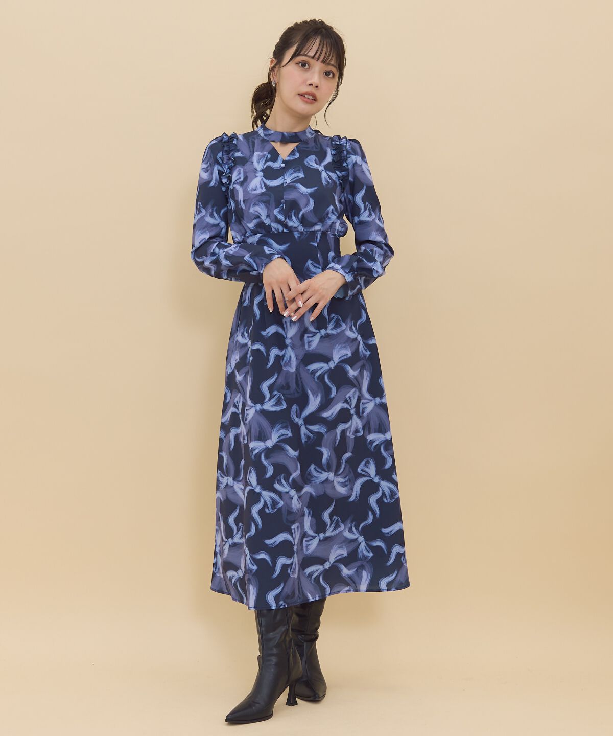 REDYAZEL「リボンプリントワンピース」|ワンピース|