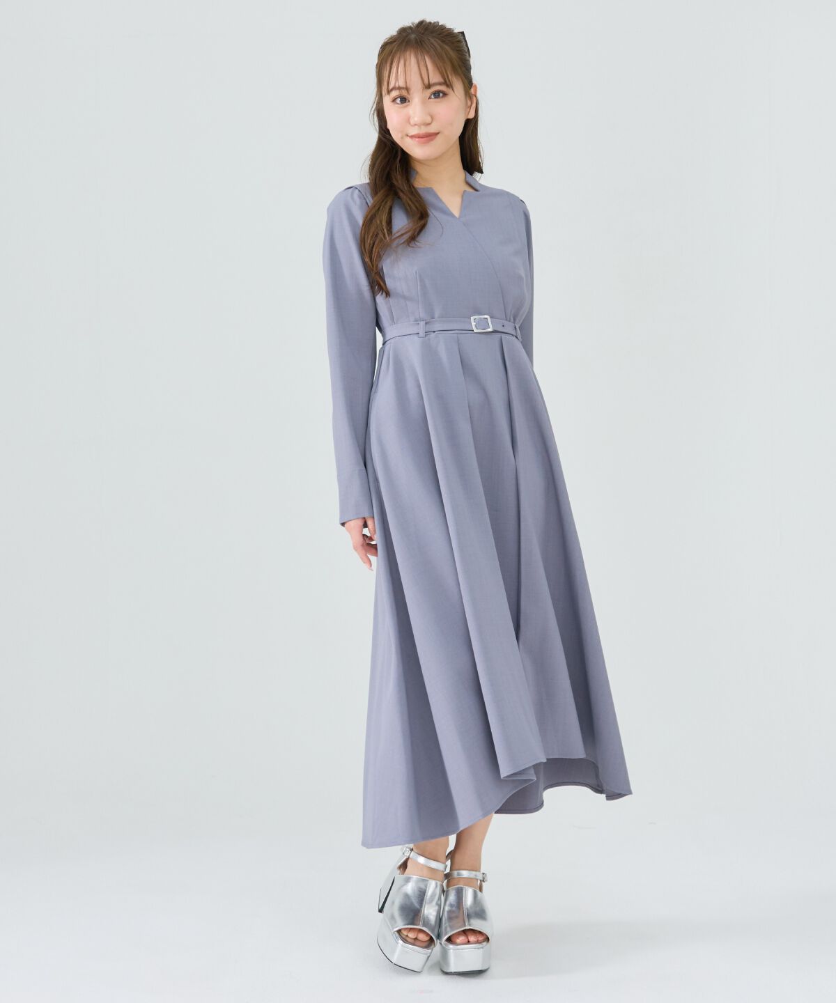 REDYAZEL「シャドウラメストライプカシュクールワンピース」|ワンピース|