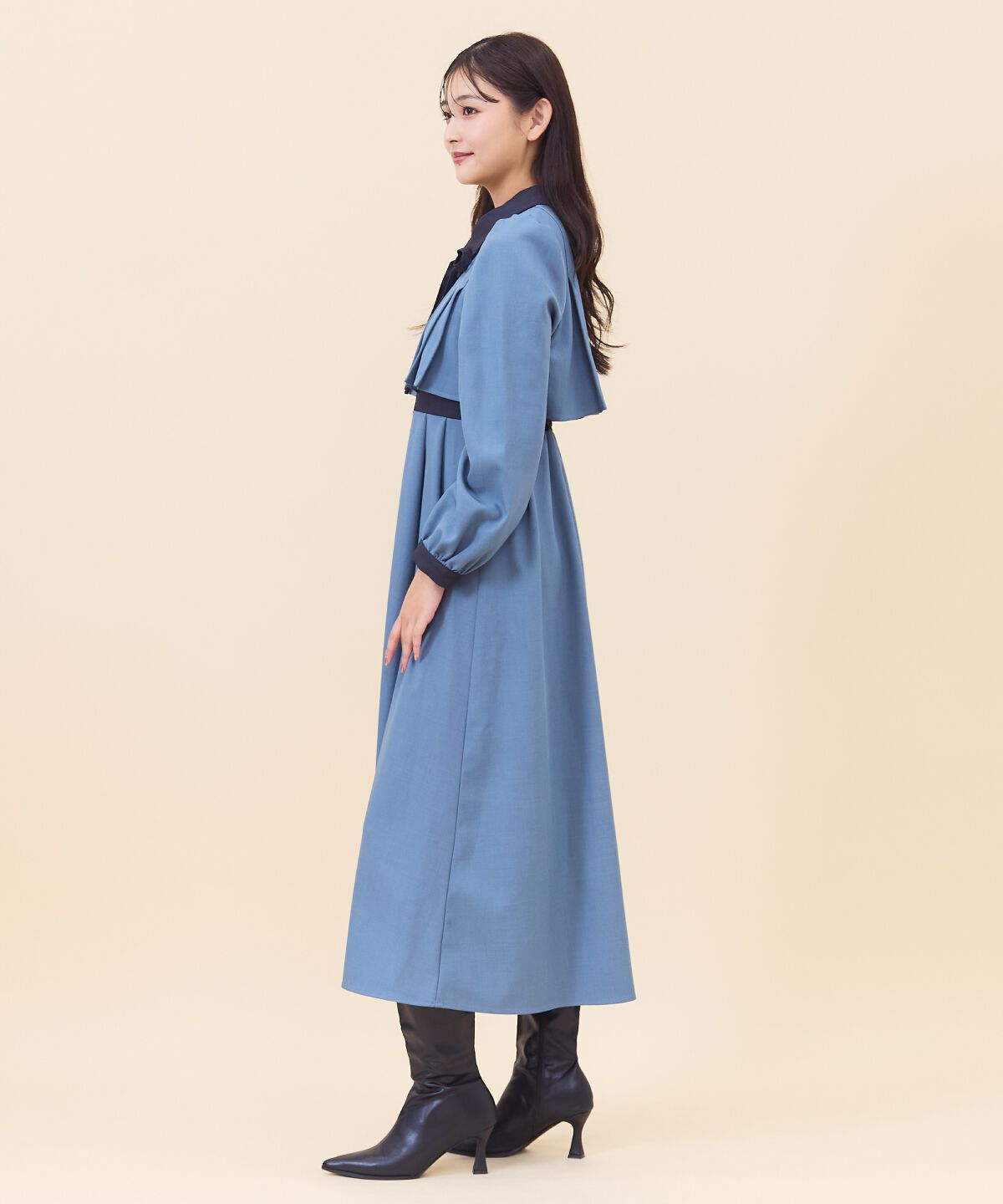 REDYAZEL「バイカラータックプリーツシャツワンピース」|ワンピース|