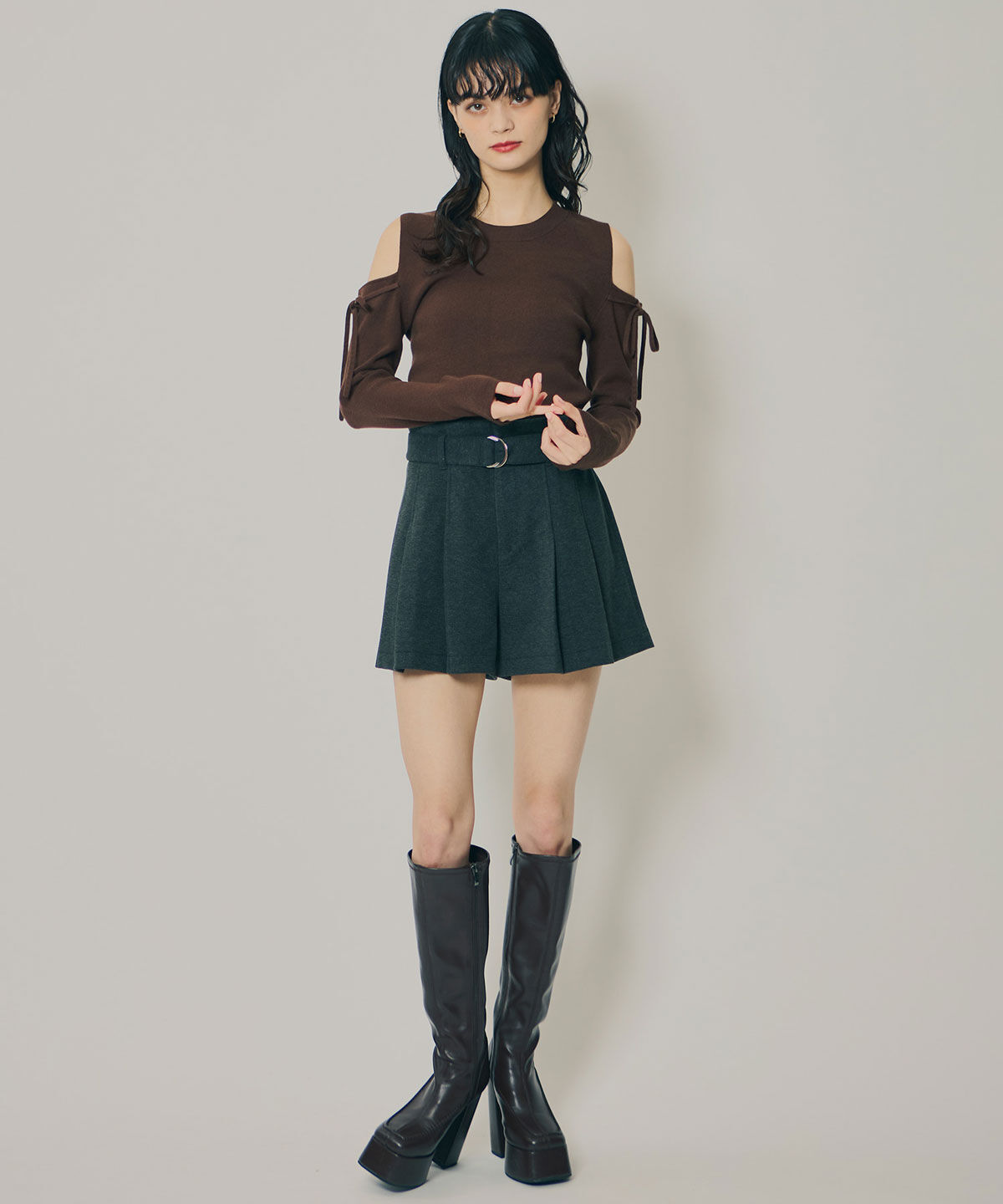 REDYAZEL「ウールライクタックショートパンツ」|キュロット|