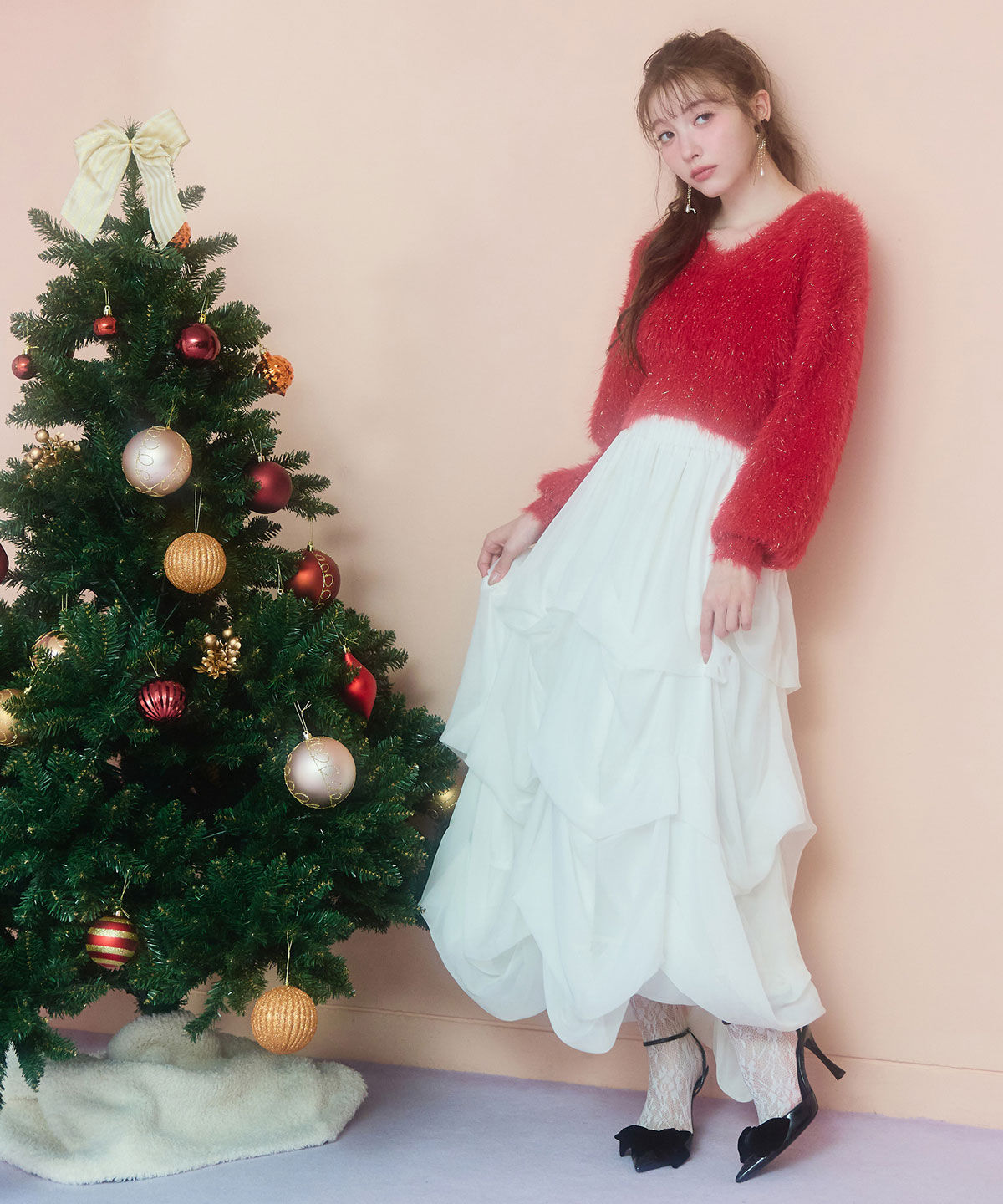 REDYAZEL「ラメシャギーニットプルオーバー」|ニット・セーター|