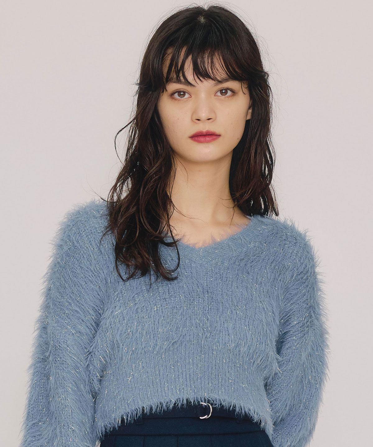 REDYAZEL「ラメシャギーニットプルオーバー」|ニット・セーター|ダークブルー