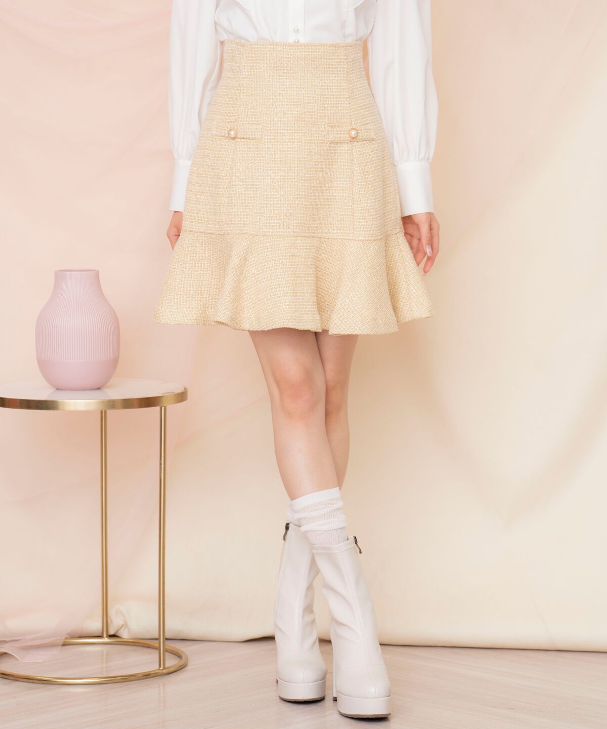 WILLSELECTION「ラメツイードフレアミニスカート」|フレア|