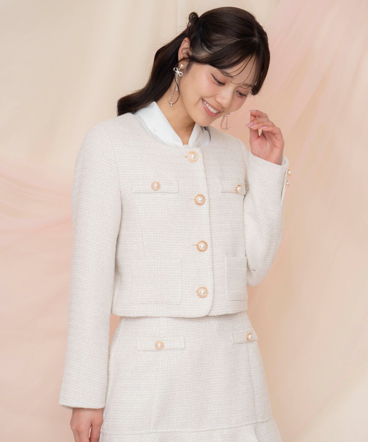 WILLSELECTION「ラメツイードノーカラージャケット」|ノーカラージャケット|