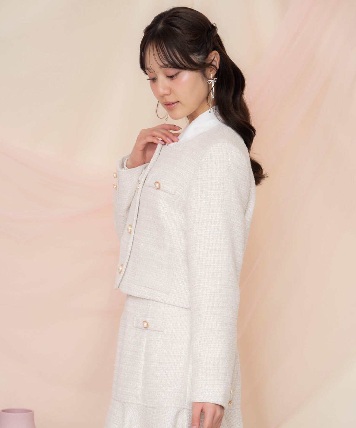 WILLSELECTION「ラメツイードノーカラージャケット」|ノーカラージャケット|