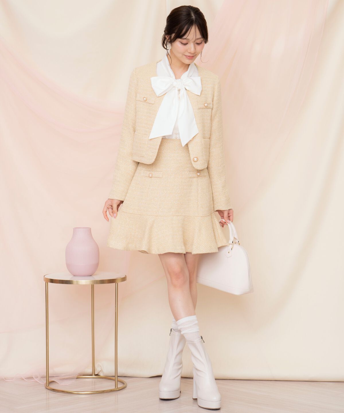 WILLSELECTION「ラメツイードノーカラージャケット」|ノーカラージャケット|