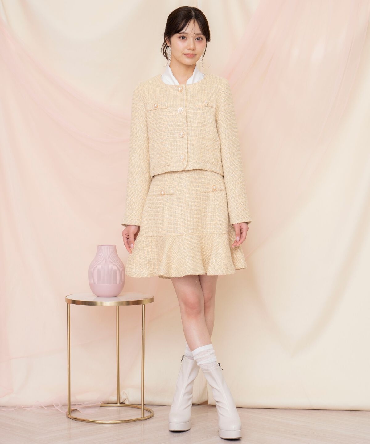 WILLSELECTION「ラメツイードノーカラージャケット」|ノーカラージャケット|