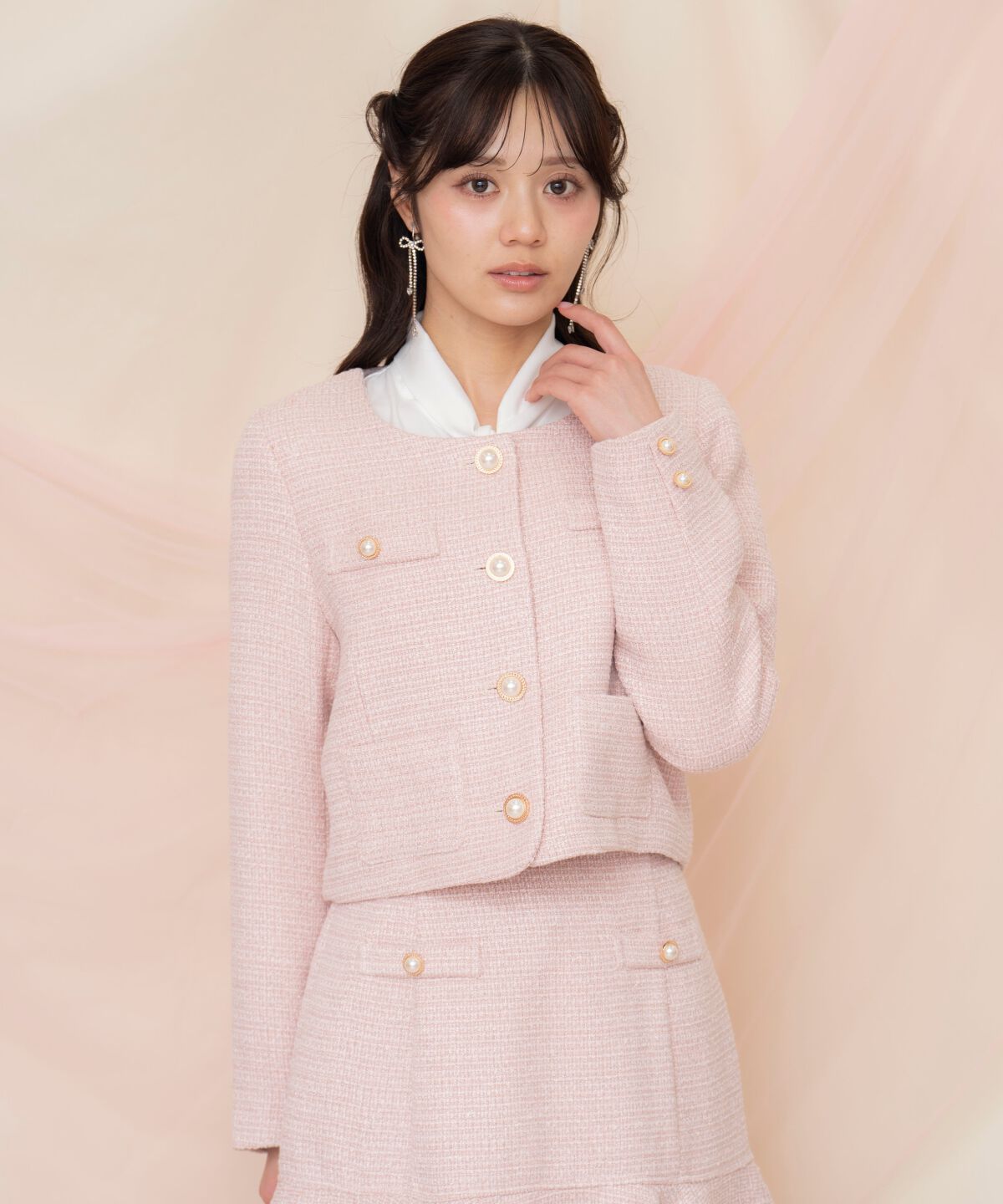 WILLSELECTION「ラメツイードノーカラージャケット」|ノーカラージャケット|