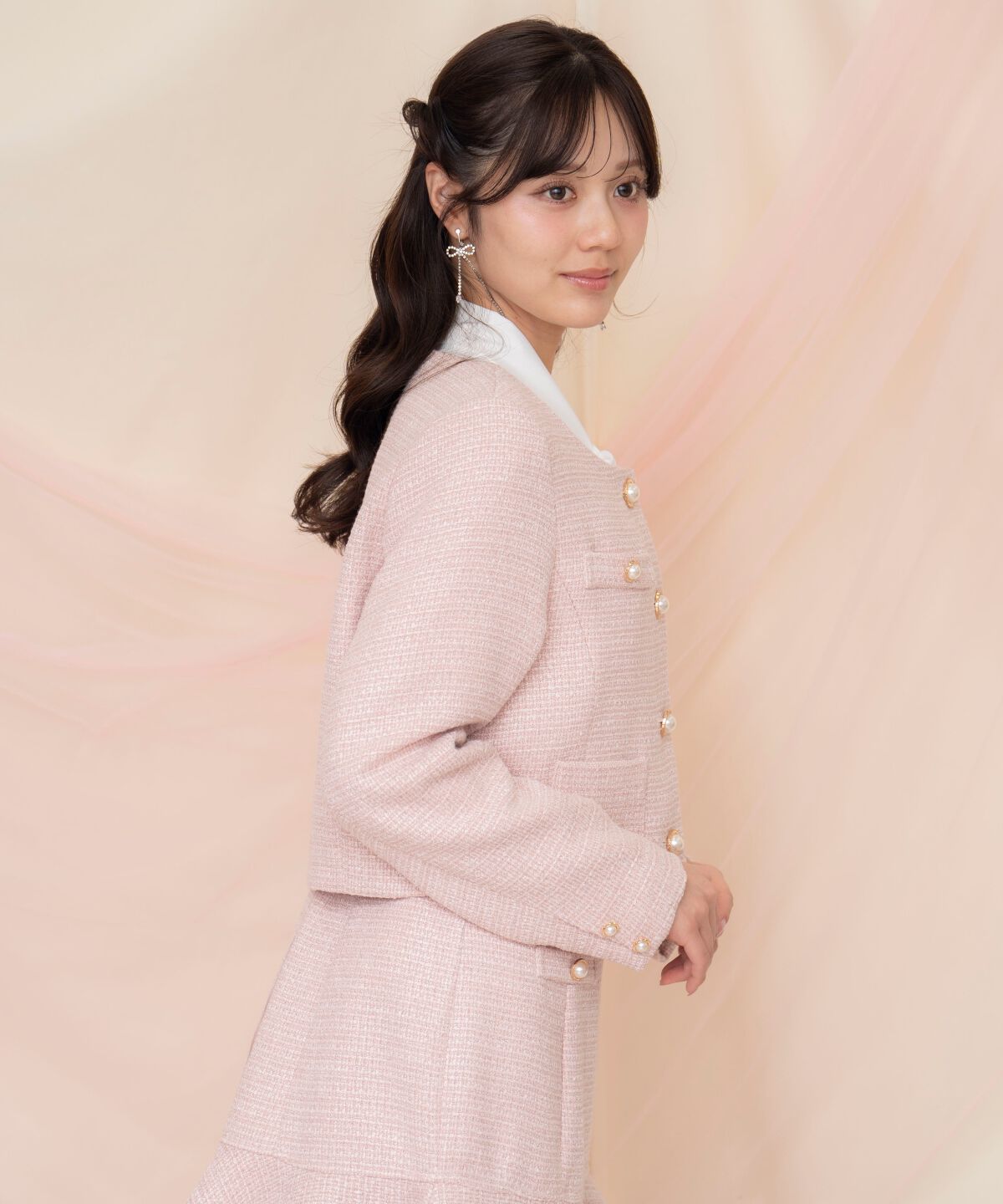 WILLSELECTION「ラメツイードノーカラージャケット」|ノーカラージャケット|