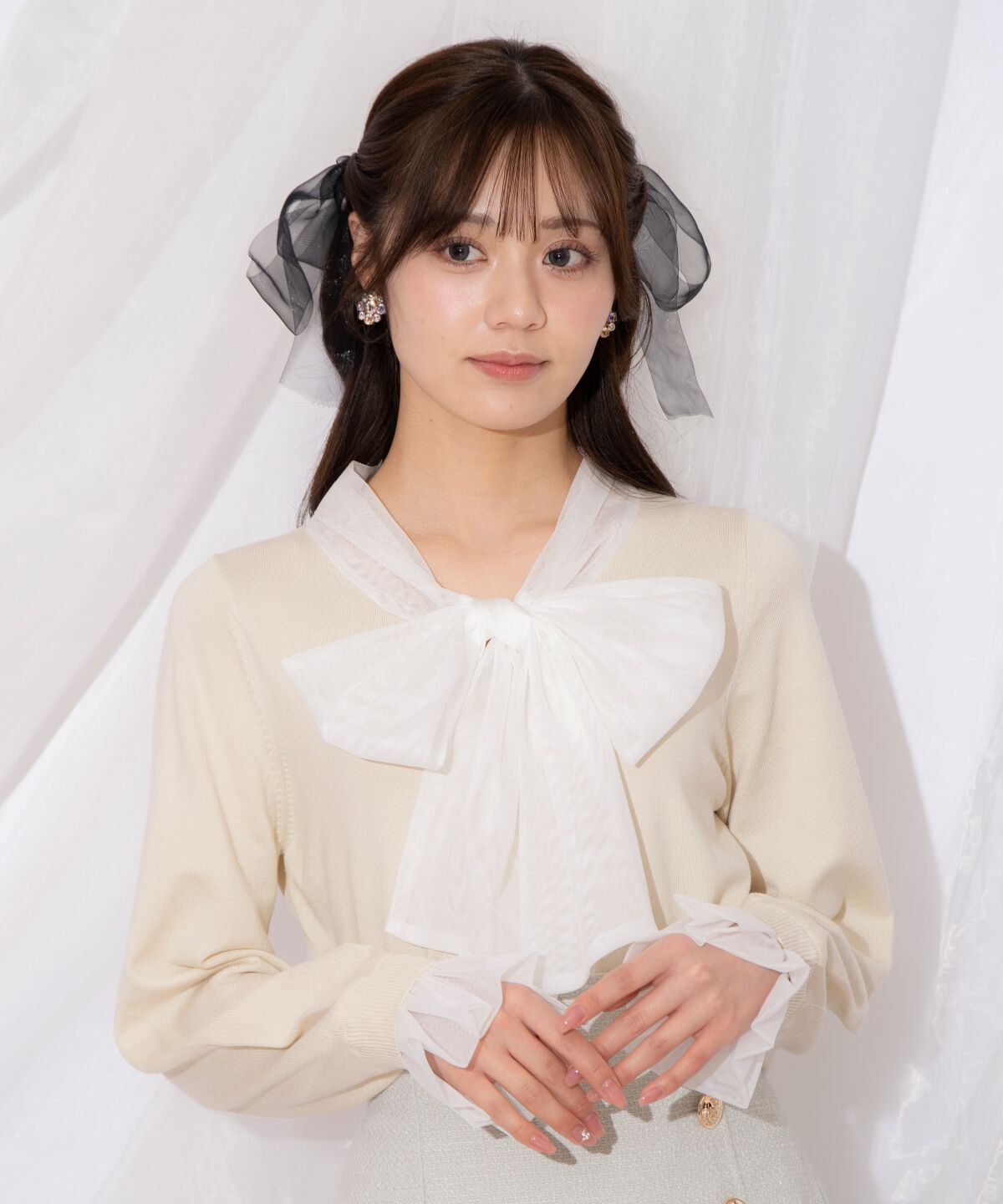 WILLSELECTION「レイヤード風ボウタイニット」|ニット・セーター|ベージュ