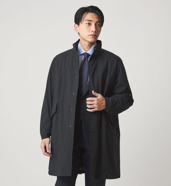 UNITED ARROWS green label relaxing「A+ ナイロン パデット モッズ スタンド コート -撥水・保温-」|ミリタリー・モッズコート|BLACK