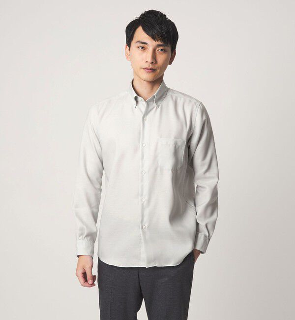 UNITED ARROWS green label relaxing「エブリット コットンオックス ソリッド スナップ ボタンダウン シャツ -イージーアイロン-」|シャツ・ブラウス|LT.GRAY