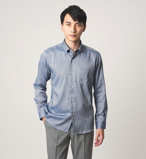 UNITED ARROWS green label relaxing「エブリット コットンオックス ソリッド スナップ ボタンダウン シャツ -イージーアイロン-」|シャツ・ブラウス|COBALT