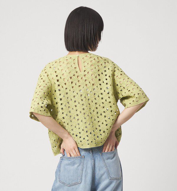 EMMEL REFINES「＜EMMEL REFINES＞EM HW フラワーシシュウ ショートスリーブ ニット」|ニット・セーター|