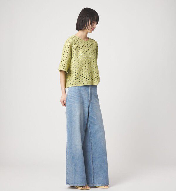 EMMEL REFINES「＜EMMEL REFINES＞EM HW フラワーシシュウ ショートスリーブ ニット」|ニット・セーター|