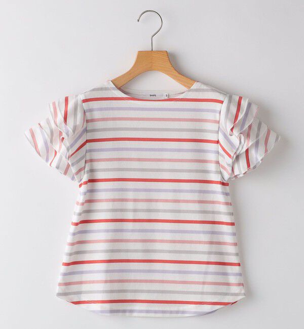 SHIPS KIDS「SHIPS KIDS:140～150cm / オーガニック コットン フリル スリーブ TEE」|Tシャツ・カットソー|