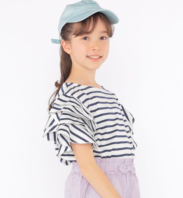 SHIPS KIDS「SHIPS KIDS:140～150cm / オーガニック コットン フリル スリーブ TEE」|Tシャツ・カットソー|