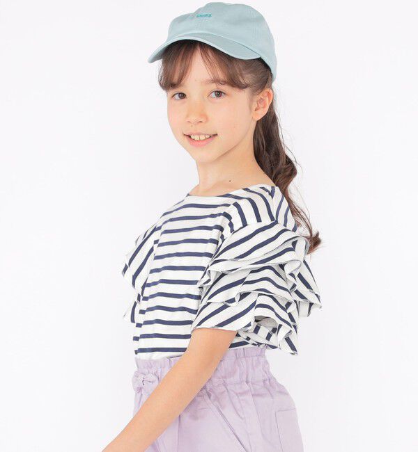 SHIPS KIDS「SHIPS KIDS:140～150cm / オーガニック コットン フリル スリーブ TEE」|Tシャツ・カットソー|