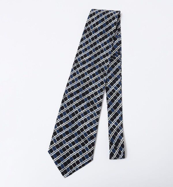 SHIPS「Fratelli Luigi: スクエア ストライプ プリント ネクタイ」|ネクタイ・蝶ネクタイ|ネイビー