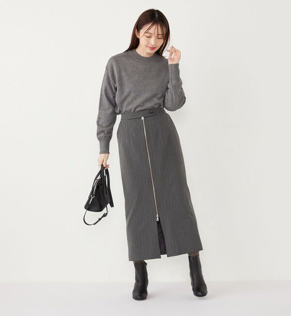 SHIPS Colors 「SHIPS Colors:〈手洗い可能〉ストライプ ジップ タイトスカート グレー◇」|タイト|