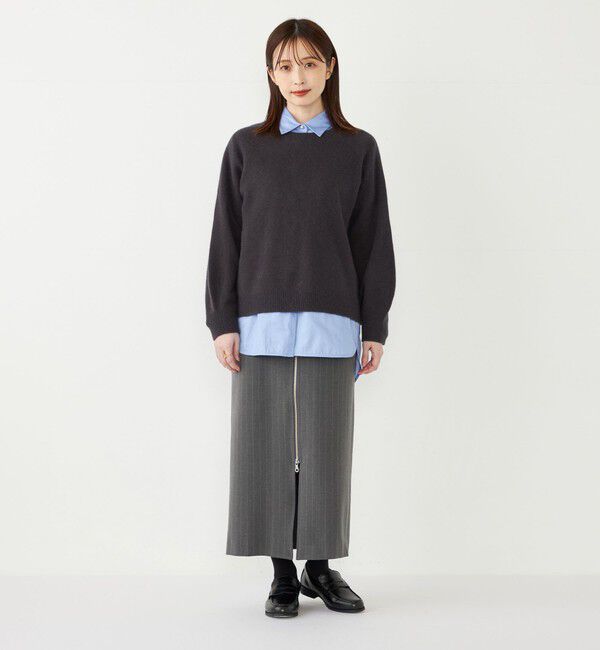 SHIPS Colors 「SHIPS Colors:〈手洗い可能〉ストライプ ジップ タイトスカート グレー◇」|タイト|