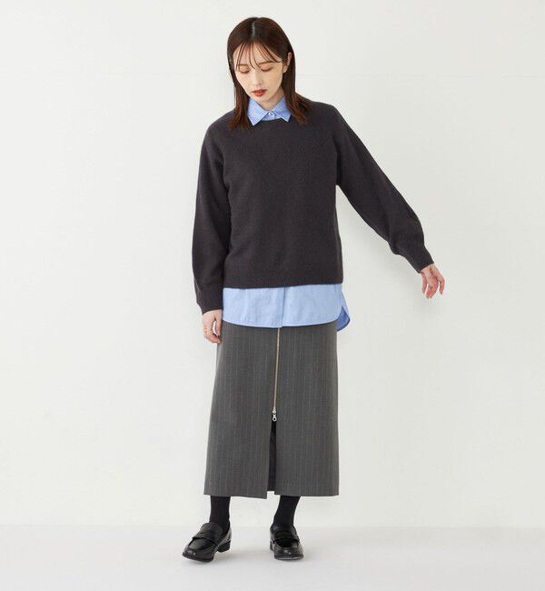 SHIPS Colors 「SHIPS Colors:〈手洗い可能〉ストライプ ジップ タイトスカート グレー◇」|タイト|