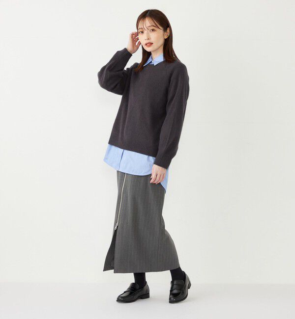 SHIPS Colors 「SHIPS Colors:〈手洗い可能〉ストライプ ジップ タイトスカート グレー◇」|タイト|