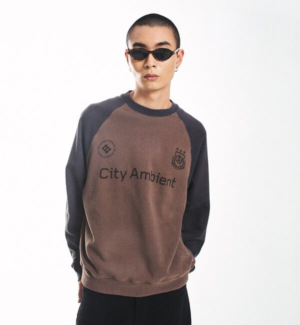 SHIPS「City Ambient Products: ラグランスリーブ プリント スウェット」|スウェット・ジャージ|