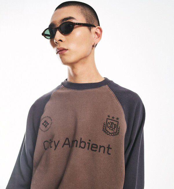 SHIPS「City Ambient Products: ラグランスリーブ プリント スウェット」|スウェット・ジャージ|