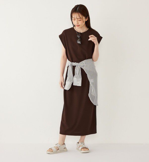 SHIPS Colors 「SHIPS Colors:〈手洗い可能〉カットジョーゼット サイドライン ワンピース」|ワンピース|