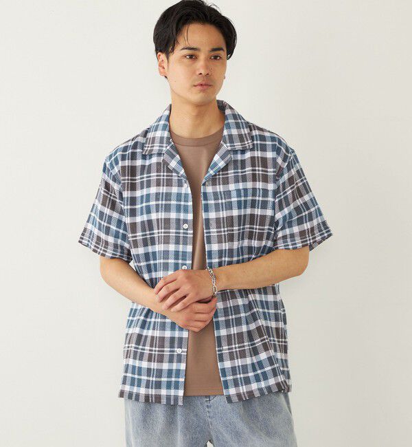 SHIPS Colors 「SHIPS Colors: 〈洗濯機可能〉 カラミ チェック オープンカラー シャツ」|シャツ・ブラウス|