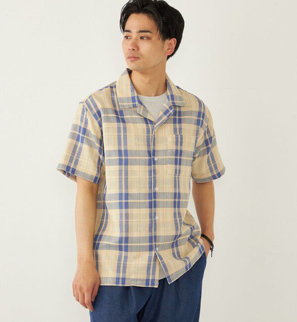 SHIPS Colors 「SHIPS Colors: 〈洗濯機可能〉 カラミ チェック オープンカラー シャツ」|シャツ・ブラウス|