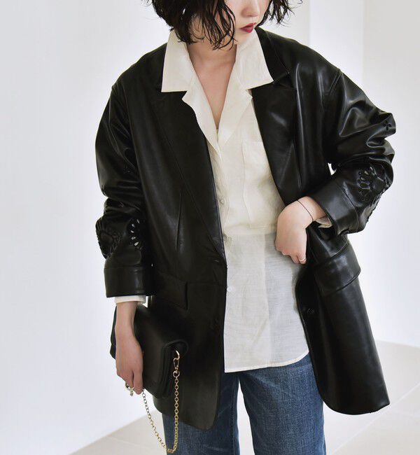 quaranciel「quaranciel:  フラワー  刺繍 テーラード ジャケット」|テーラードジャケット|