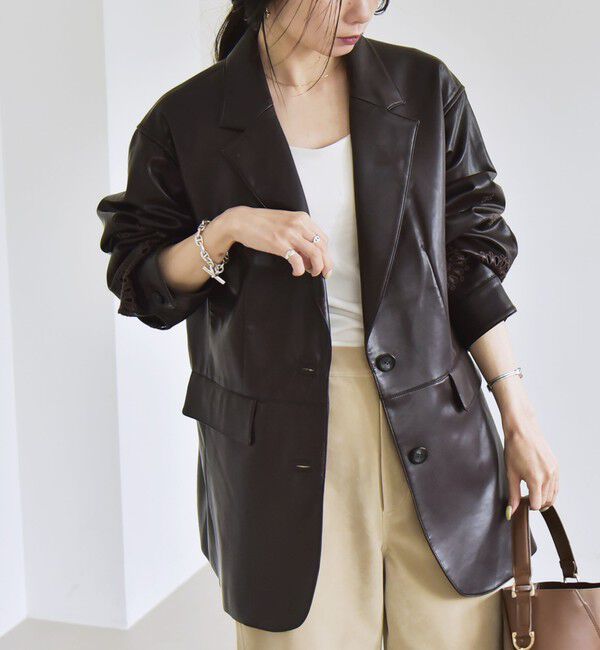 quaranciel「quaranciel:  フラワー  刺繍 テーラード ジャケット」|テーラードジャケット|ブラウン