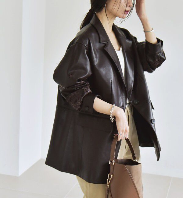 quaranciel「quaranciel:  フラワー  刺繍 テーラード ジャケット」|テーラードジャケット|