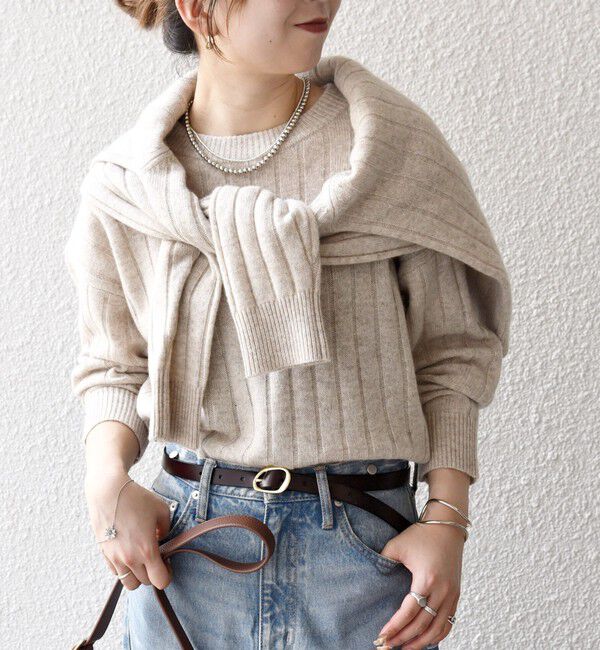 SHIPS any:〈手洗い可能〉ヤク ワイドリブ ラウンドヘム ニット プル