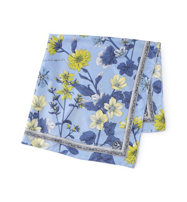 TOMORROWLAND GOODS「manipuri FLOWER シルクスカーフ」|バンダナ・スカーフ|62 ライトブルー系