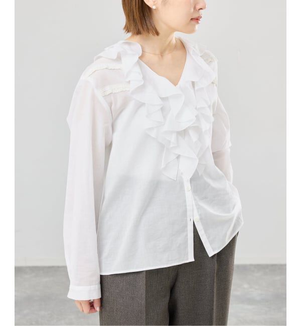 IENA「《予約》レーストリムフリルブラウス」|シャツ・ブラウス|