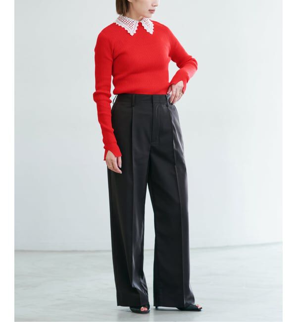 IENA「《予約》レース襟 RIBホールガーメントプルオーバー」|ニット・セーター|