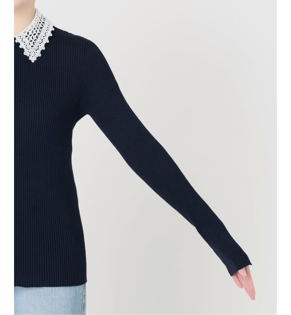 IENA「《予約》レース襟 RIBホールガーメントプルオーバー」|ニット・セーター|