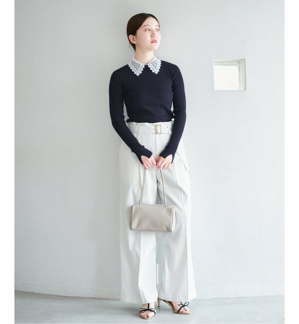 IENA「《予約》レース襟 RIBホールガーメントプルオーバー」|ニット・セーター|