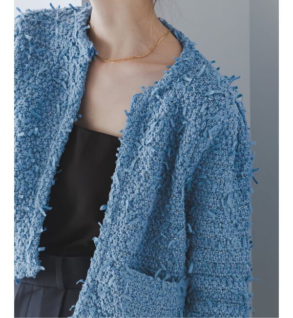 NOBLE「Venit/ヴェニット TAPE YARN KNIT JACKET」|ノーカラージャケット|